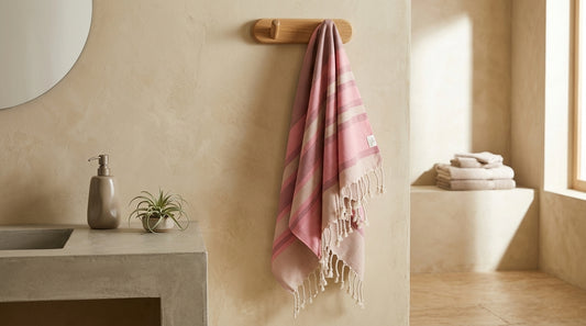 Pink & White Striped Turkish Beach Towel