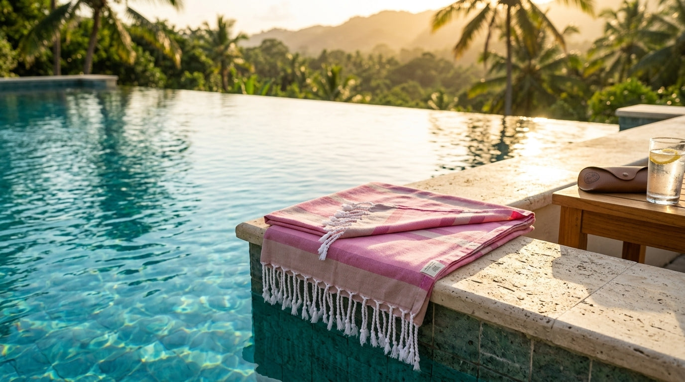 Pink & White Striped Turkish Beach Towel