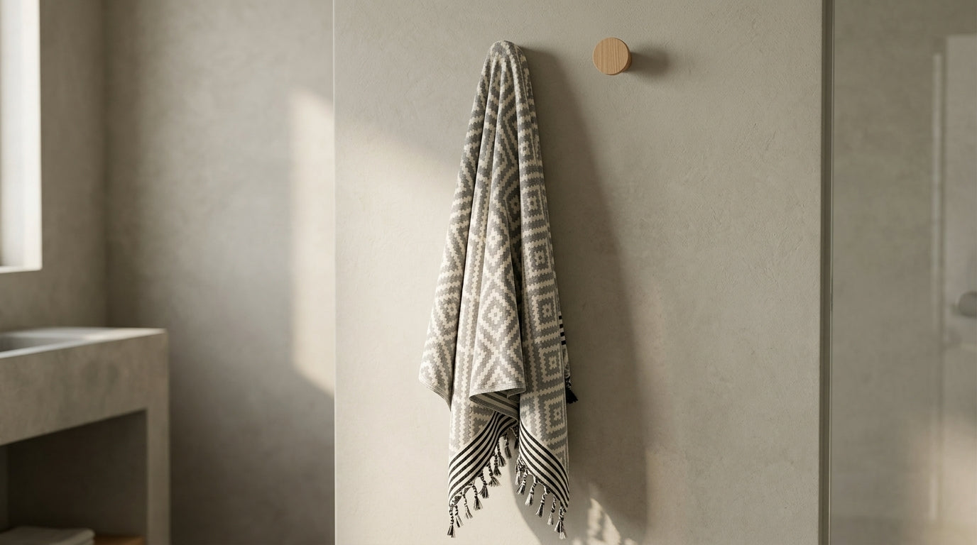 Gray Tribal Design Turkish Beach Towel Blanket