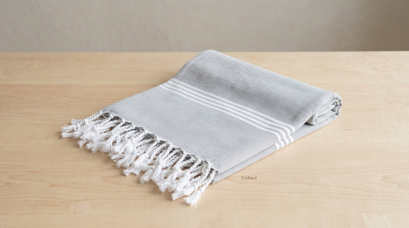 Turkish Beach Towel — Gray Knitted Stripe