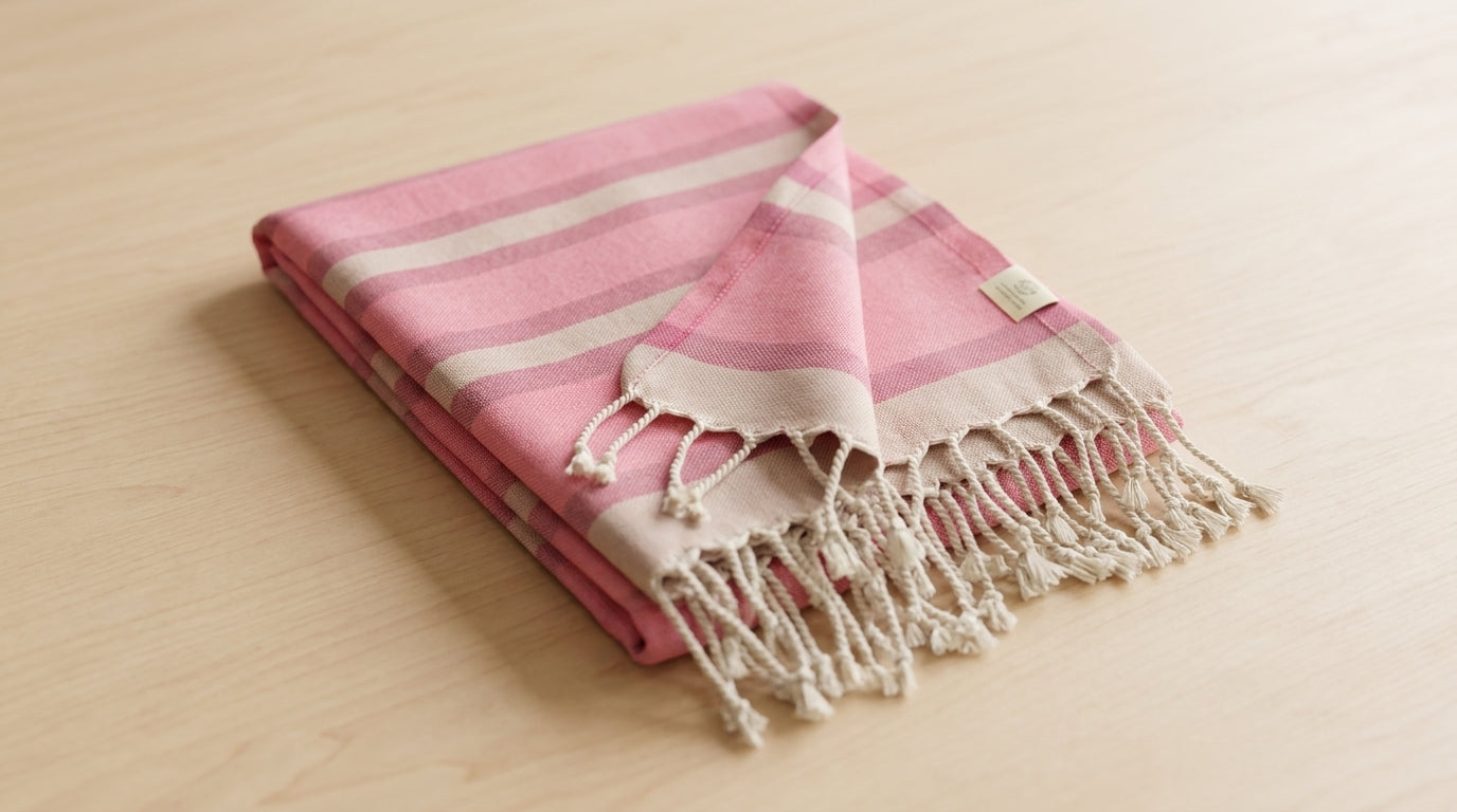 Pink & White Striped Turkish Beach Towel