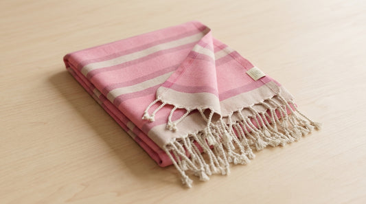 Pink & White Striped Turkish Beach Towel