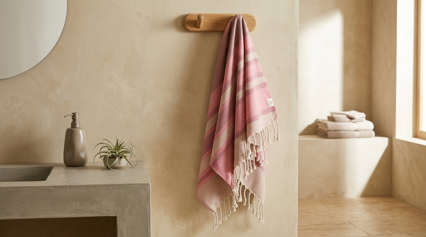 Pink & White Striped Turkish Beach Towel