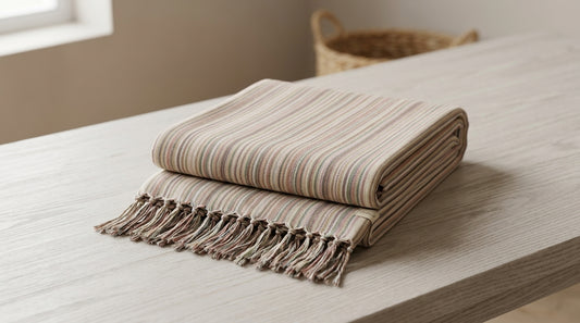 Beige & Pink Striped Turkish Beach Towel