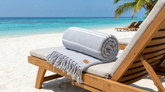 Turkish Beach Towel — Gray Knitted Stripe